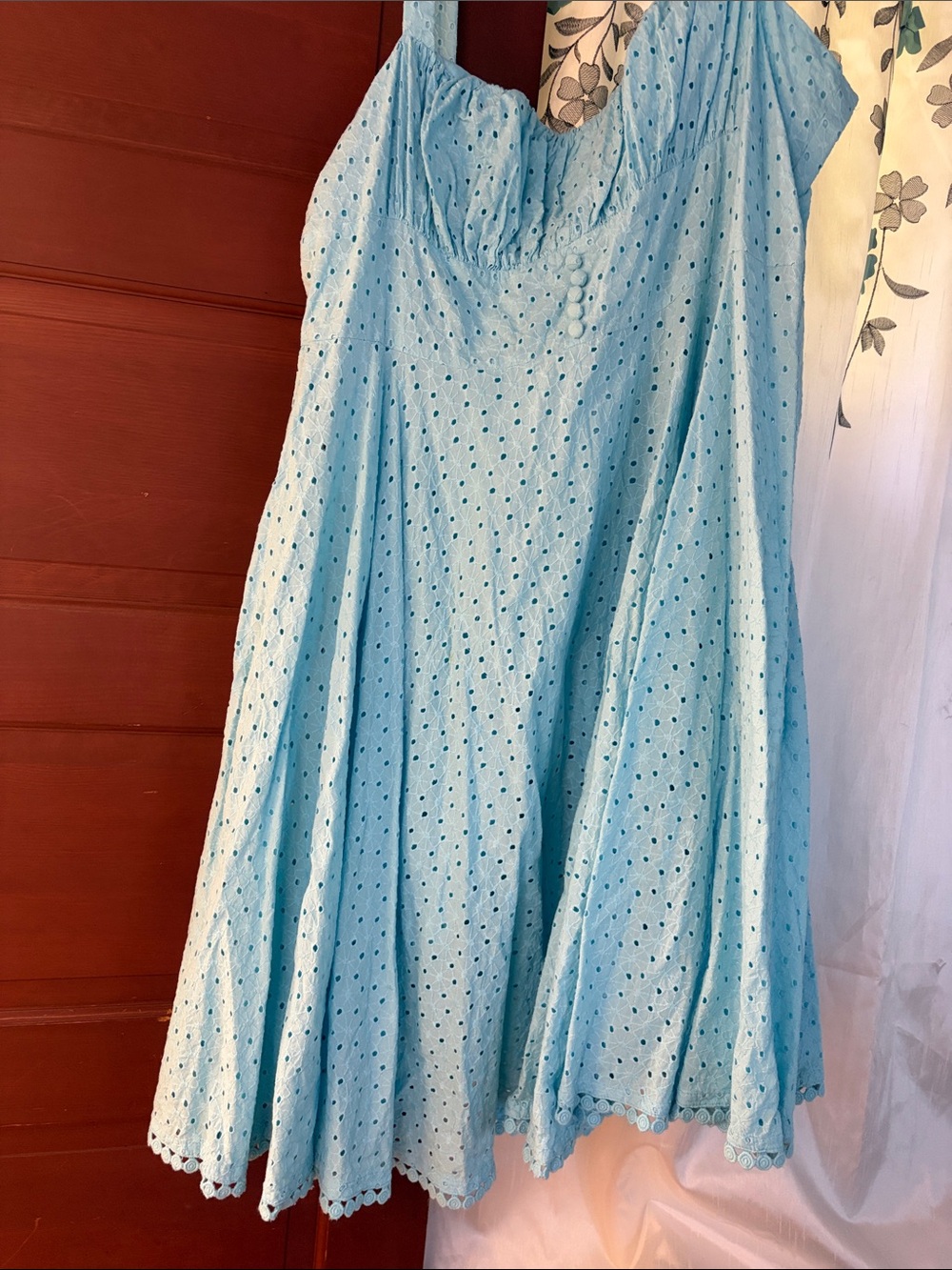 ModCloth Light Blue Eyelet Midi Dress